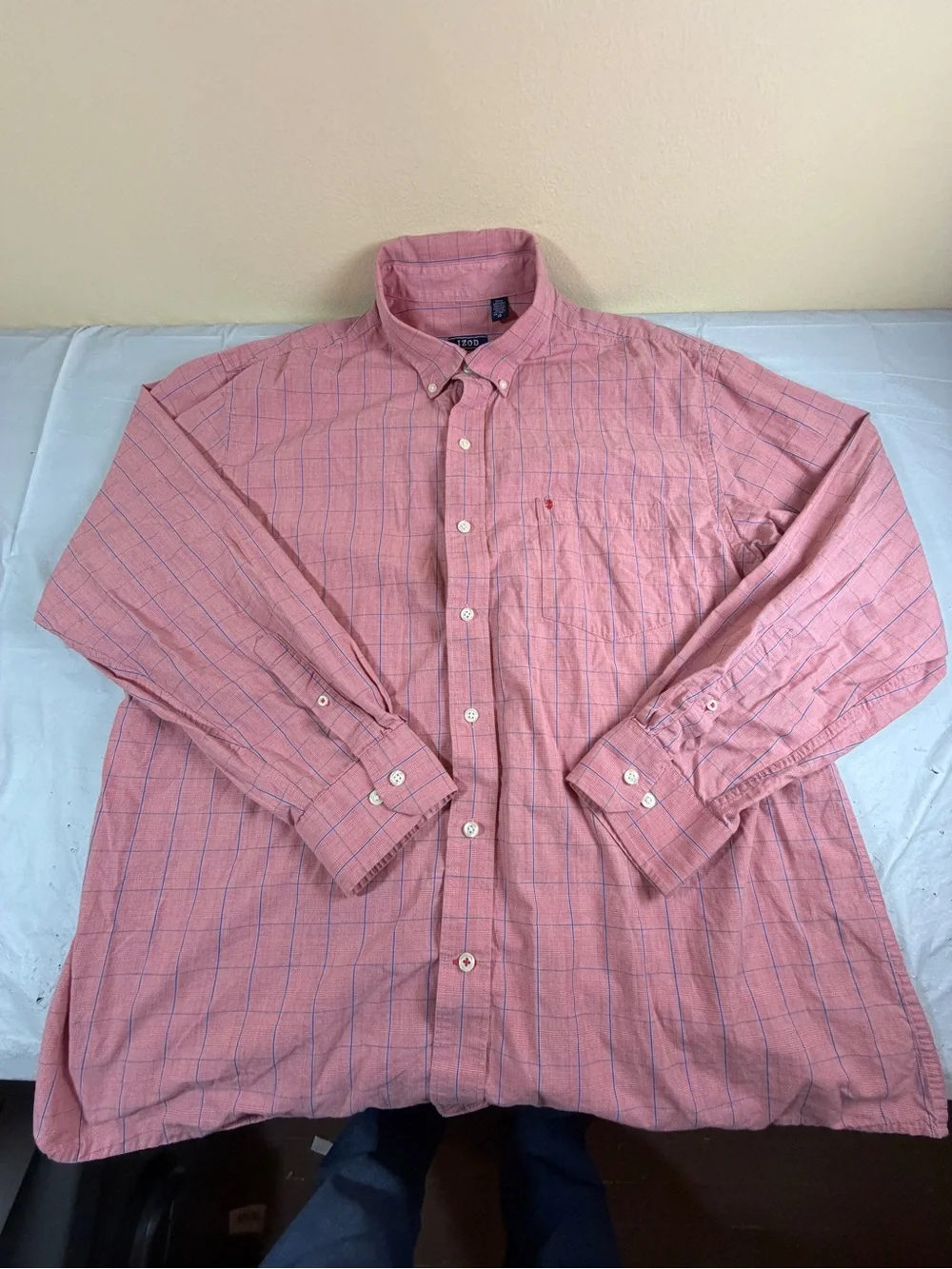 Izod‎ Pink Plaid Button-Down Shirt with Blue Windowpane